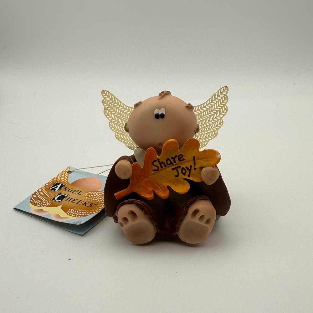 Kirks Folly Angel Cheeks Share Joy Autumn Leaf Guardian Angel Figurine Brown
